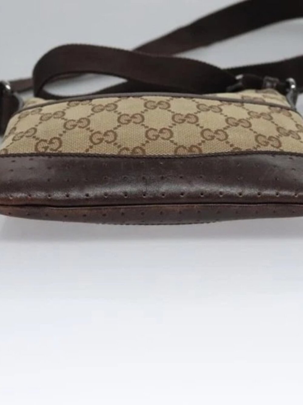 GUCCI GG Canvas Shoulder Bag Beige Brown gold - Picture 5 of 16